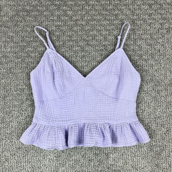 BP Top Womens Extra Small Cropped Peplum Bustier Cami Tank Ruffle Coastal Purple - Picture 9 of 10